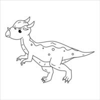 Cute Pachycephalosaurus dino outline illustration vector