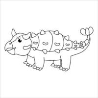 Cute Ankylosaurus dino outline illustration vector