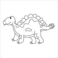Cute dino stegosaurus outline illustration vector
