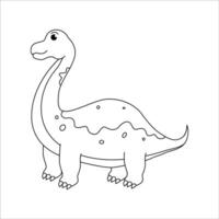 Cute dino brachiosaurus outline illustration vector