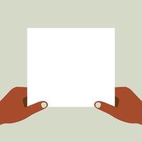 Blank sheet of paper in hand. Empty business document for presentation. vector