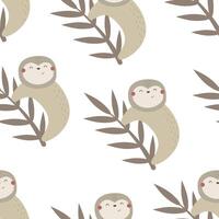 Seamless pattern with cartoon sloths vector