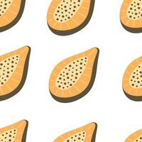 Seamless pattern with cartoon with papaya, decor elements. vector