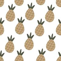 Seamless pattern with cartoon pineapple. vector