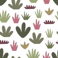 seamless pattern with cartoon plants. vector