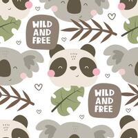 Seamless pattern with cartoon animals vector