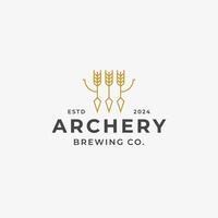 Craft beer logo design template with archery shape concept vector