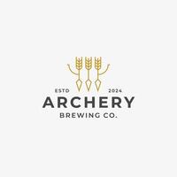 Craft beer logo design template with archery shape concept vector