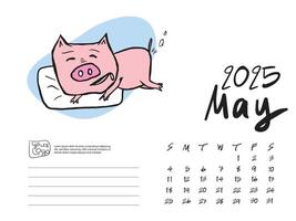 MAY 2025 with pig cartoon vector