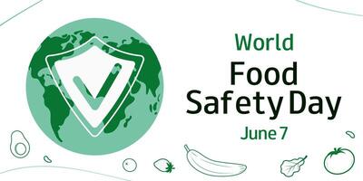 World Food Safety Day. June 7. Design for background, banner, card, poster with Earth and text. vector