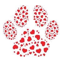 paw design filled with hearts vector