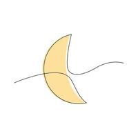 Moon drawn in one continuous line in color. One line drawing, minimalism. illustration. vector