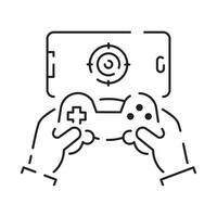 games line icon. Game genres and attributes. Controller, joystick and computer. Game console. vector