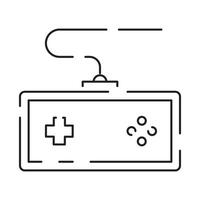 juegos línea icono. juego géneros y atributos controlador, palanca de mando y computadora. juego consola. vector