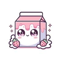 Kawaii Strawberry Milk Illustration vector