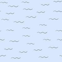 Seamless pattern with hand drawn waves on blue background. vector