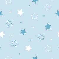 Seamless pattern with stars and polka dots. Cute, baby design for new boy. Pattern for nursery decor, for babies vector