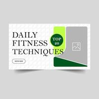 Daily fitness body tips and tricks thumbnail banner design, fitness training cover banner design, fully customizable eps 10 file format vector