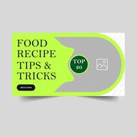 Food recipe techniques thumbnail banner design, Clean and simple cover banner design, fully editable eps 10 file format vector