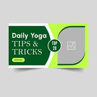 Trendy yoga and beauty thumbnail banner design, daily yoga tips and tricks cover banner design, fully customizable eps 10 file format vector