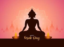 Happy Buddha purnima or Vesak day card with gautam buddha design vector