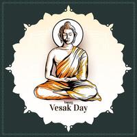 Happy Buddha purnima or Vesak day festival greeting card vector