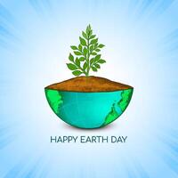 Happy Earth day concept background with half globe design vector