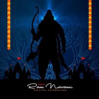 Elegant Happy Ram Navami Indian hindu festival card with lord Rama vector