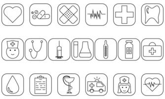 Set of icons with medicines, tools and equipment vector