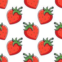 Cute red Strawberry seamless pattern in cartoon style. Strawberry illustration. Strawberry texture. Pattern for kids clothes. vector