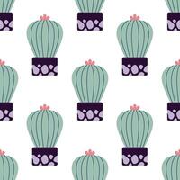 Cute cacti in boho style. Cactus seamless pattern. Trendy boho texture. Cacti fabric print design. Succulent textile. Flat design, doodle style, white background vector