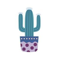 Colorful blooming cacti, succulent in pot. Cute hand drawn sketch of cactus. Doodle style, flat design. Scandinavian, boho style. Exotic and Tropical Plant, home decor vector