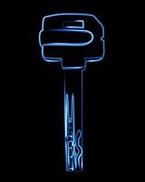 isolated illustration of key with neon effect. vector