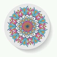 Decorative plate with round ornament in ethnic style. Mandala circular abstract floral pattern. Fashion background with ornate dish. vector