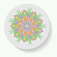 Decorative plate with round ornament in ethnic style. Mandala circular abstract floral pattern. Fashion background with ornate dish. vector