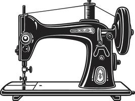 Elegant Embroidery Black for Sewing Machine Emblem Tailors Tapestry Elegant Black Sewing Machine in vector