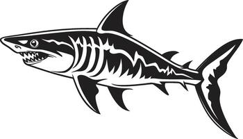 pulcro depredador elegante negro tiburón en submarino poder negro para tiburón emblema vector