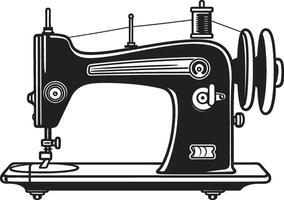 Tailors Tapestry Elegant Black Sewing Machine in Needlework Noir Black for Crafty Sewing Machine vector