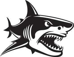 oceánico vigilancia negro tiburón emblema silencio cazador negro para elegante tiburón en vector