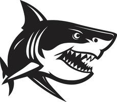 Sleek Predator Black for Dynamic Shark Oceanic Vigilance Black ic Shark Emblem vector