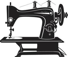 Elegant Embroidery Black for Sewing Machine Emblem Tailors Tapestry Elegant Black Sewing Machine in vector