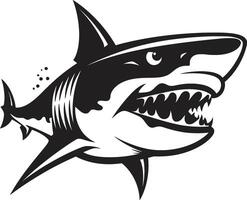 Predatory Majesty Black Shark in Elegant Oceanic Vigilance Black for Shark Emblem vector