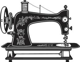 elegante alta costura negro para pulcro de coser máquina en elegante bordado negro para de coser máquina emblema vector