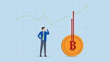 Animation of Bitcoin BTC price soaring sky high hit new high record, video