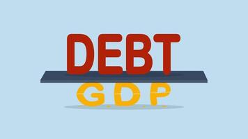 debito per gdp crisi, animazione di schifoso domestico Prodotto come un indicatore di recessione. video