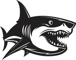 Silent Sea Power Elegant Black Shark in Majestic Predator Black for Shark Emblem vector