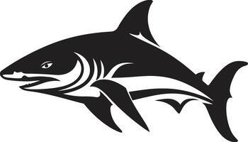 Marine Majesty Black for Fearsome Shark Abyssal Dominance Elegant Black Shark in vector