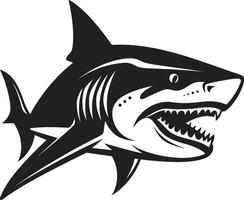 marina majestad negro para temible tiburón abisal dominio elegante negro tiburón en vector