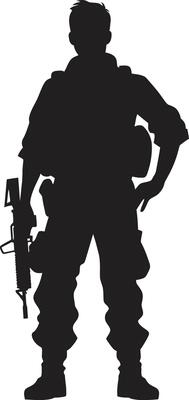Strategic Precision Elegant Black for Soldier Holding Gun Combat Guardian Soldier with Gun Black in Elegant Style