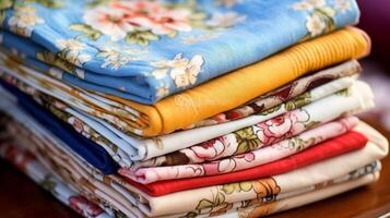 Vintage handkerchiefs arranged in stack photo